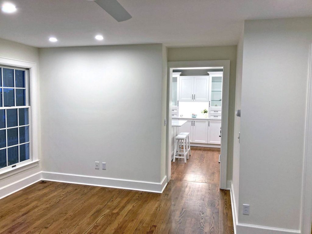 A recently completed family room remodel by White Maple Construction